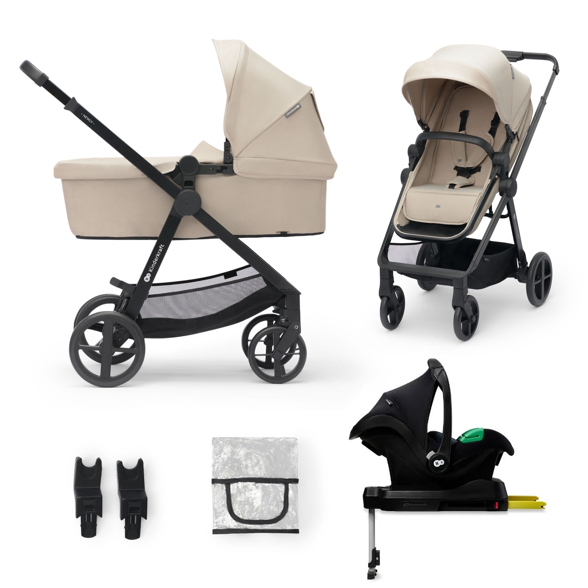 Travel System Newly 3 en 1 + Base Mink FX Sand Beige Kinderfraft