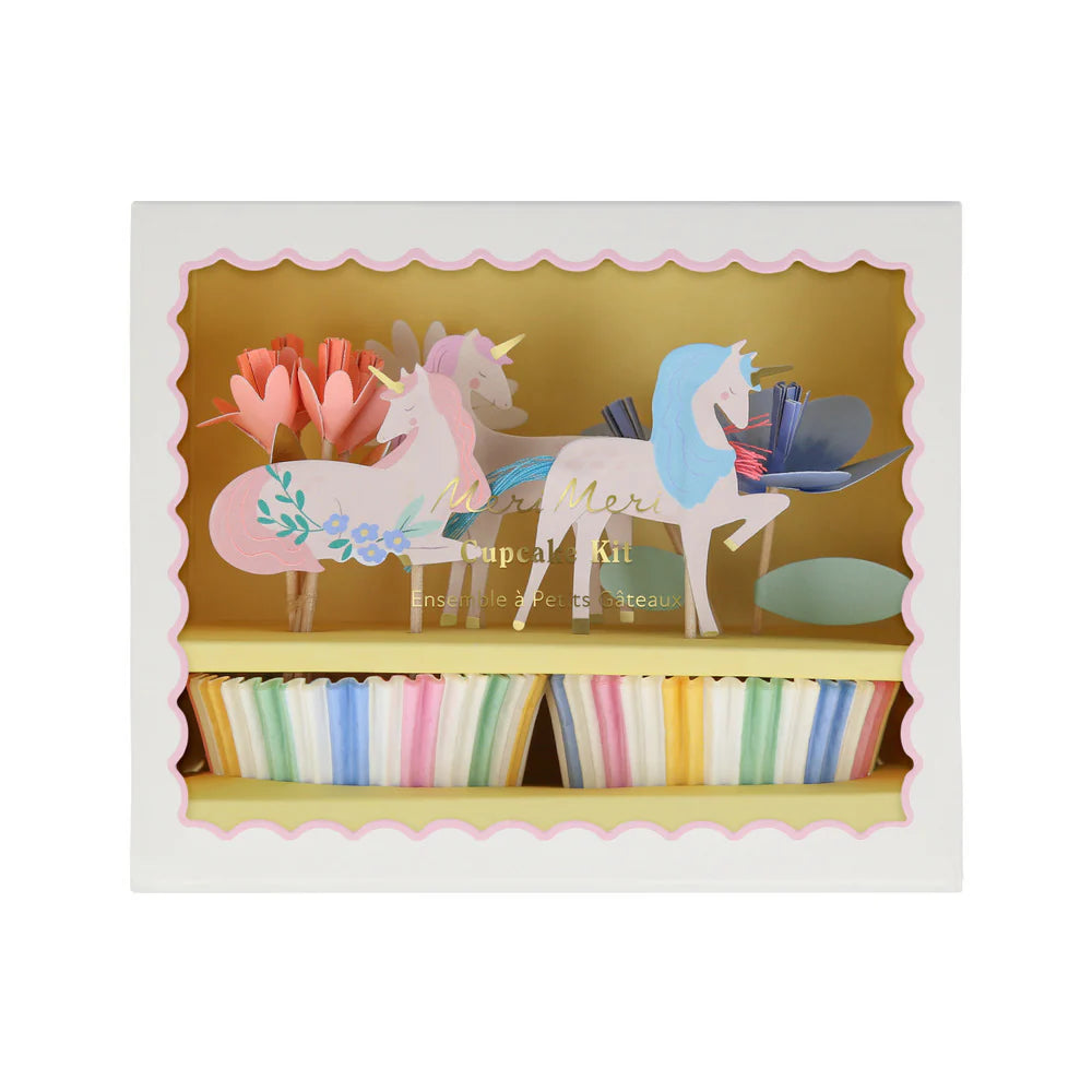 Kit para cupcakes unicornios con flores Meri Meri