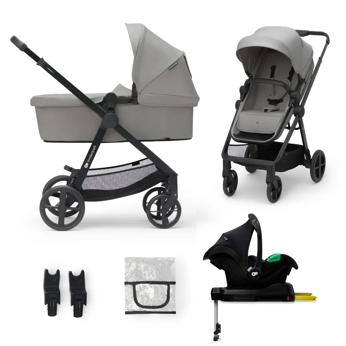 Travel System Newly 3 en 1 + Base Mink FX Moonlight Grey Kinderfraft