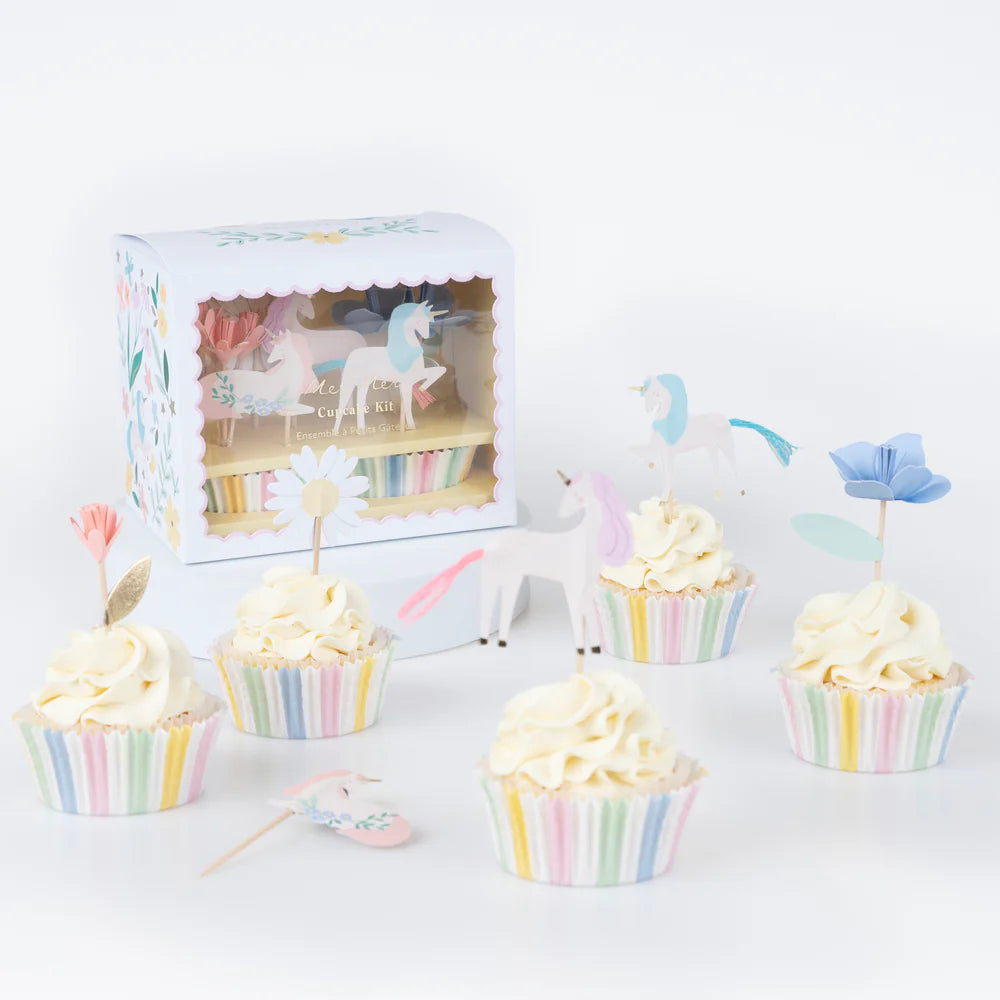 Kit para cupcakes unicornios con flores Meri Meri