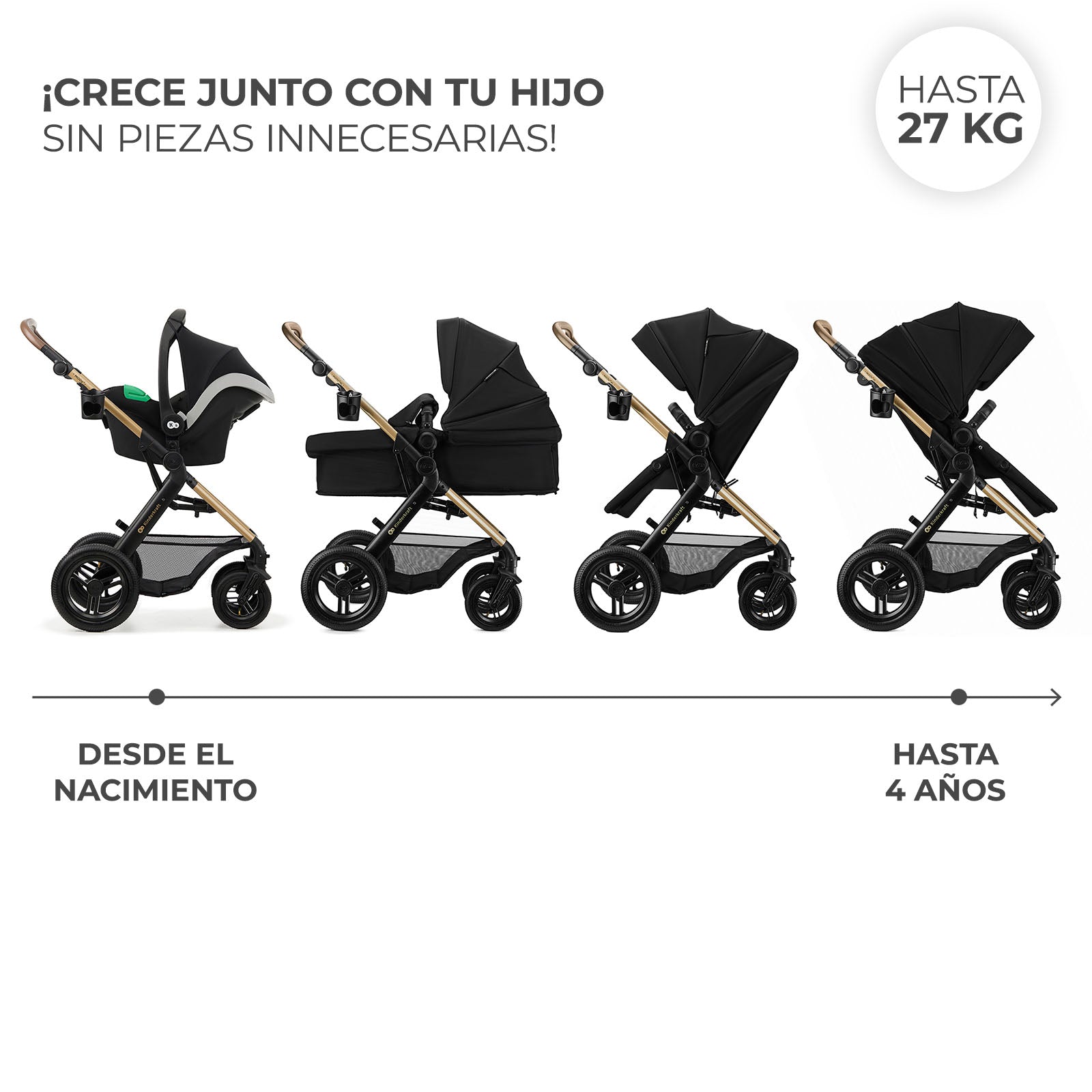 Coche de Paseo Moov2 Air 3 en 1 + Base Isofix Moonlight Grey Kinderkraft