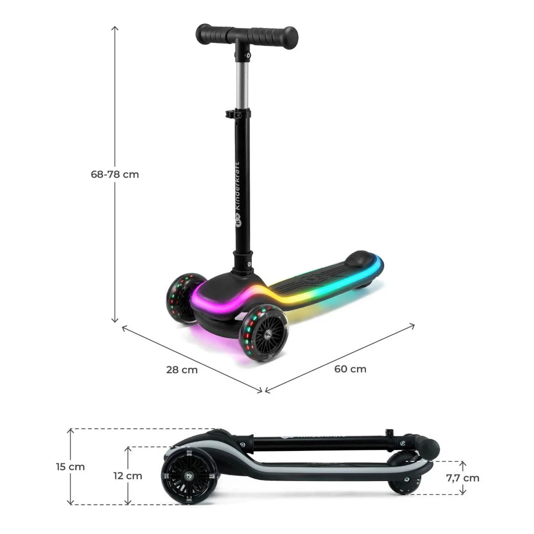 Scooter con luces LED Raket Black Kinderkraft