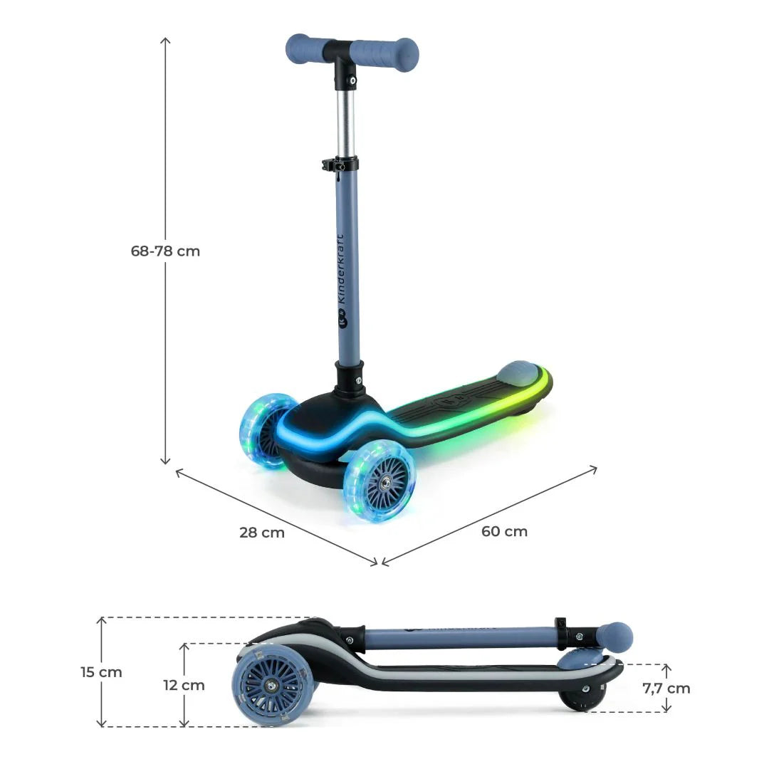 Scooter con luces LED Raket Blue Kinderkraft