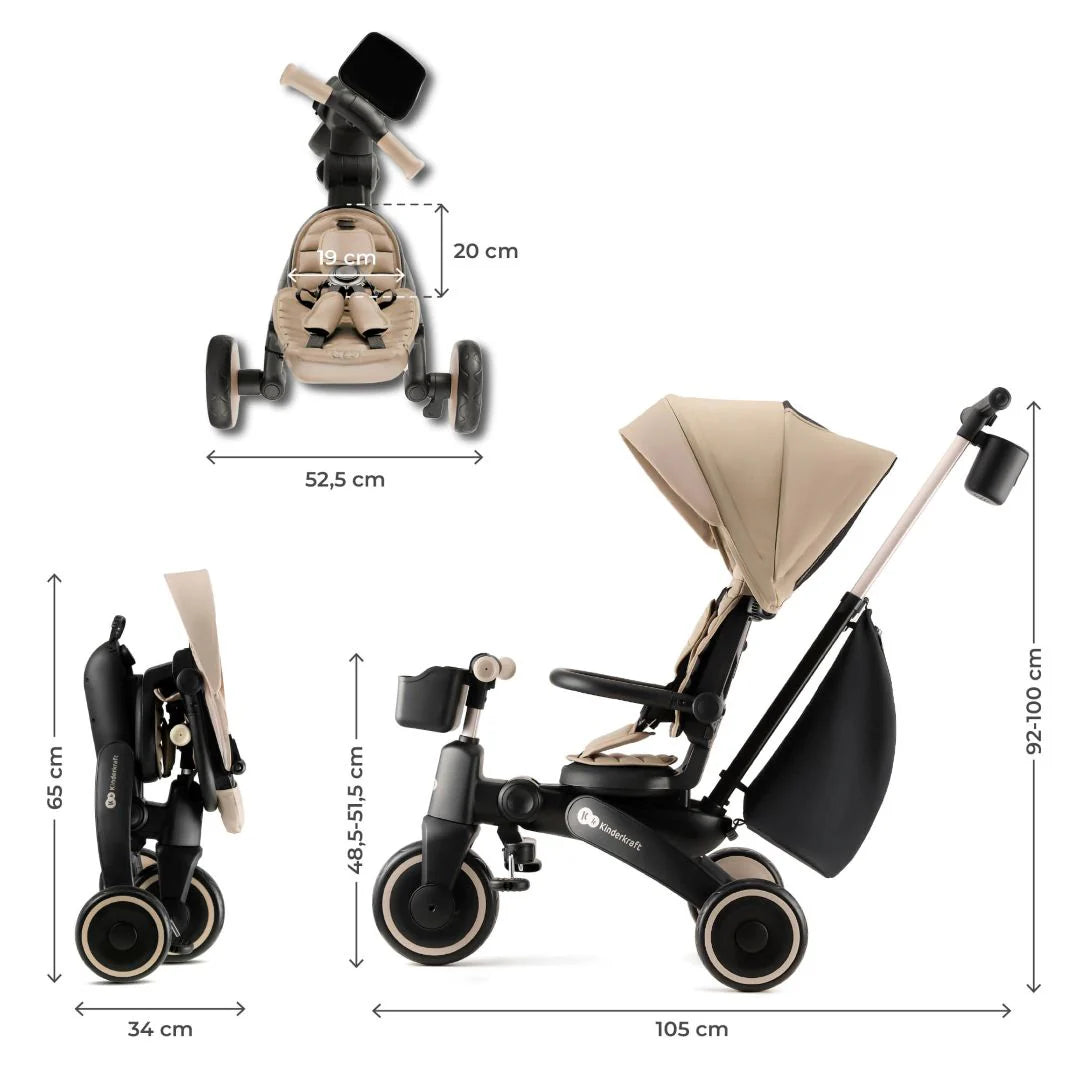 Triciclo Multifuncional JAZZ 6 en 1 Beige KinderKraft