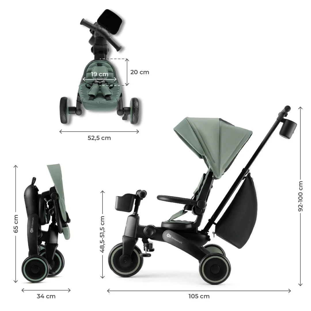Triciclo Multifuncional JAZZ 6 en 1 Green KinderKraft