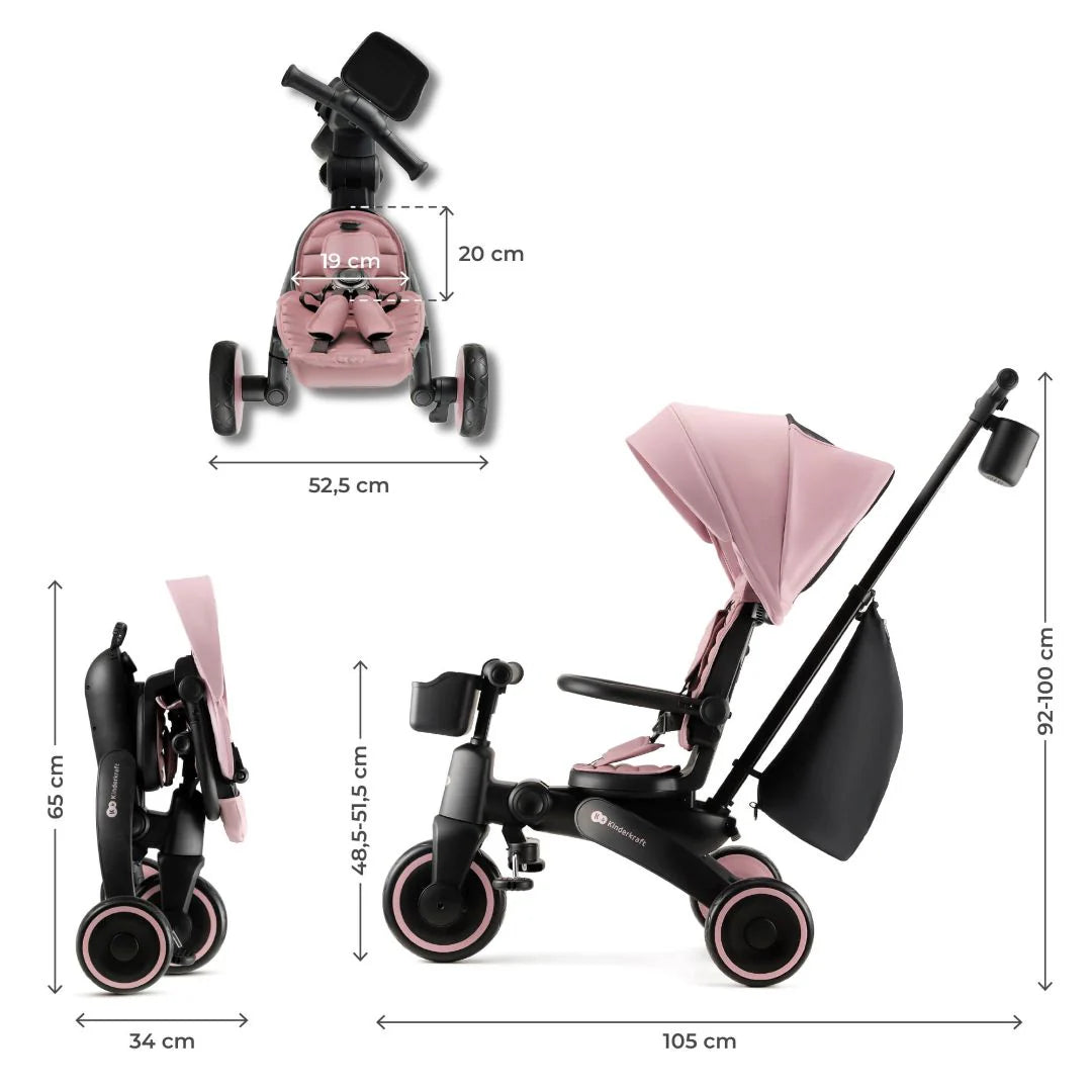 Triciclo Multifuncional JAZZ 6 en 1 Pink KinderKraft