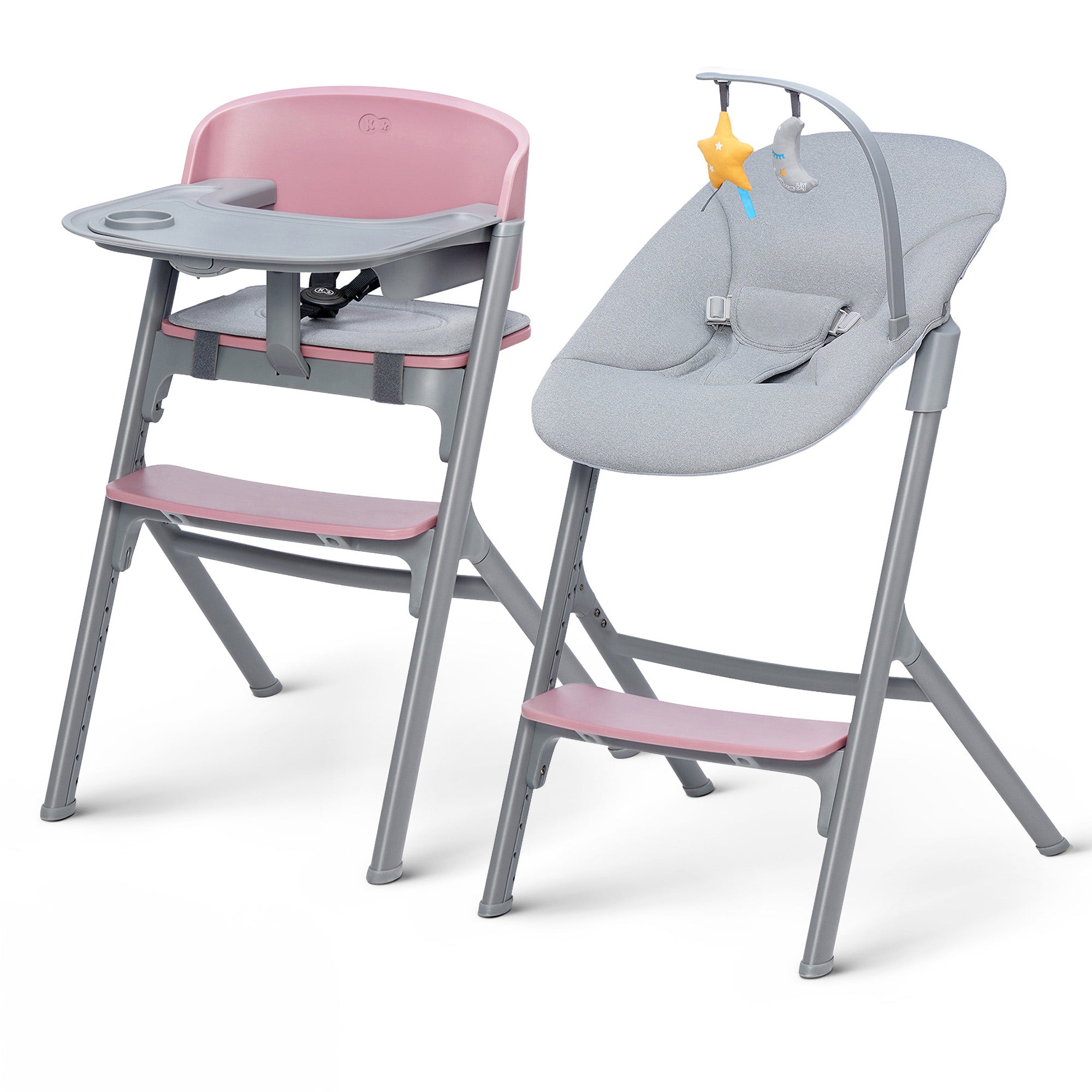 Silla de comer evolutiva LIVY 4 en 1 Aster Pink incluye silla mecedora Calmee KinderKraft