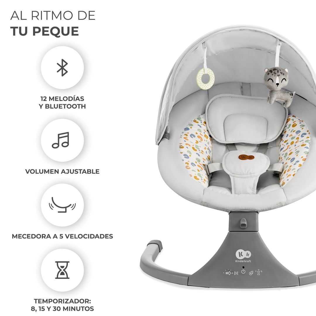 Silla Mecedora eléctrica Lumi 2 Light Grey KinderKraft
