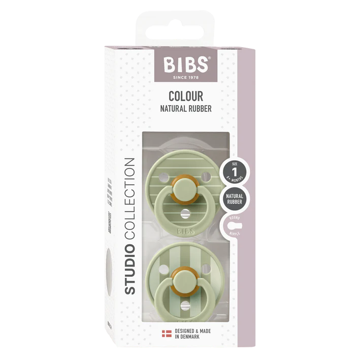 Chupete Bibs Colour STUDIO Redondo X2 | 0-6 Meses | Sage Mix