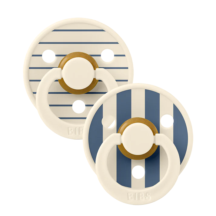 Chupete Bibs Colour STUDIO Redondo X2 | 0-6 Meses | Ivory Steel Blue