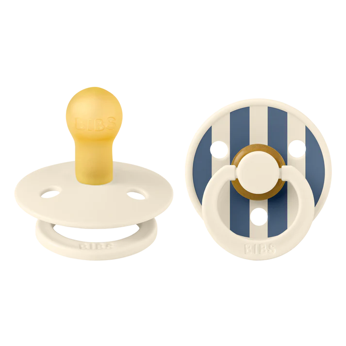 Chupete Bibs Colour STUDIO Redondo X2 | 0-6 Meses | Ivory Steel Blue