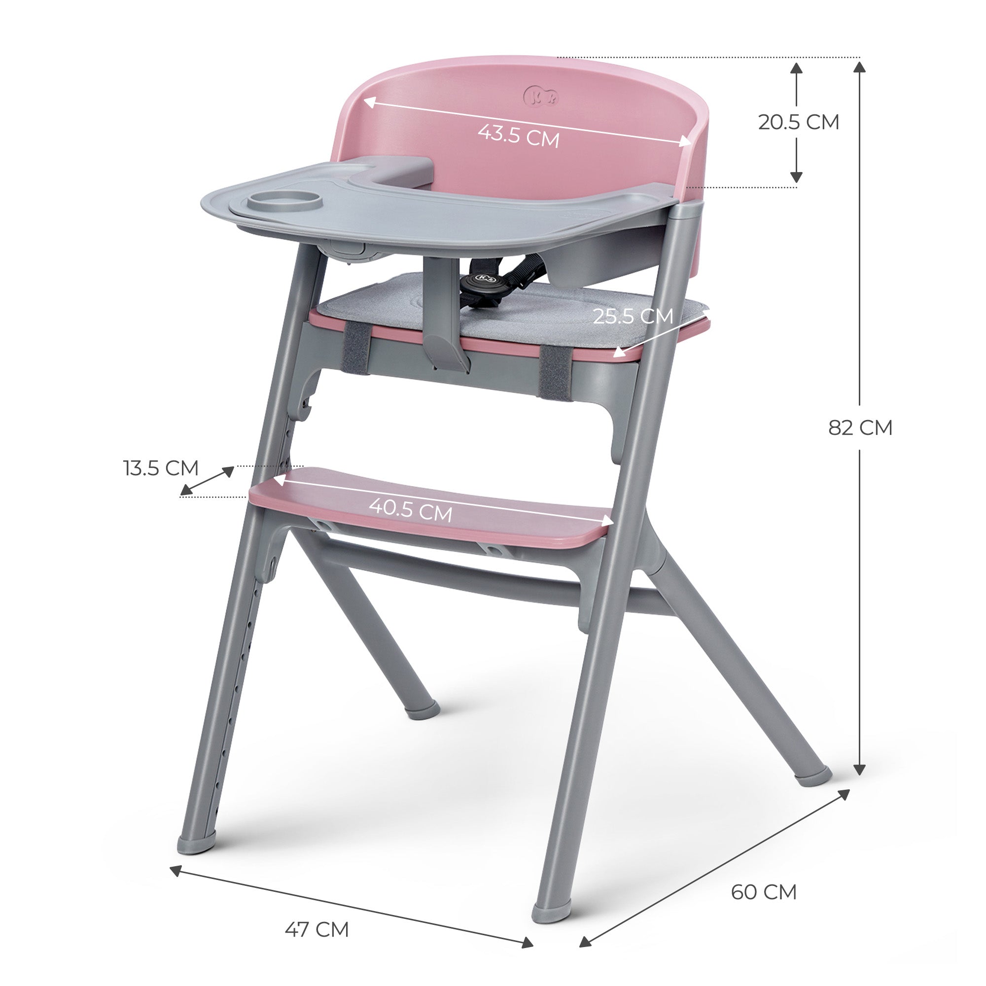 Silla de comer evolutiva LIVY 4 en 1 Aster Pink incluye silla mecedora Calmee KinderKraft