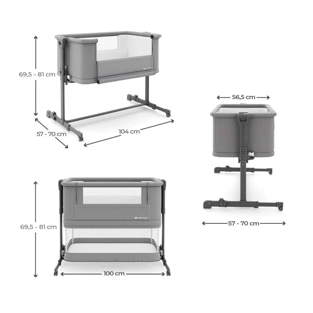 Cuna colecho 3 en 1 NESTE GROW 2 Dark grey KinderKraft