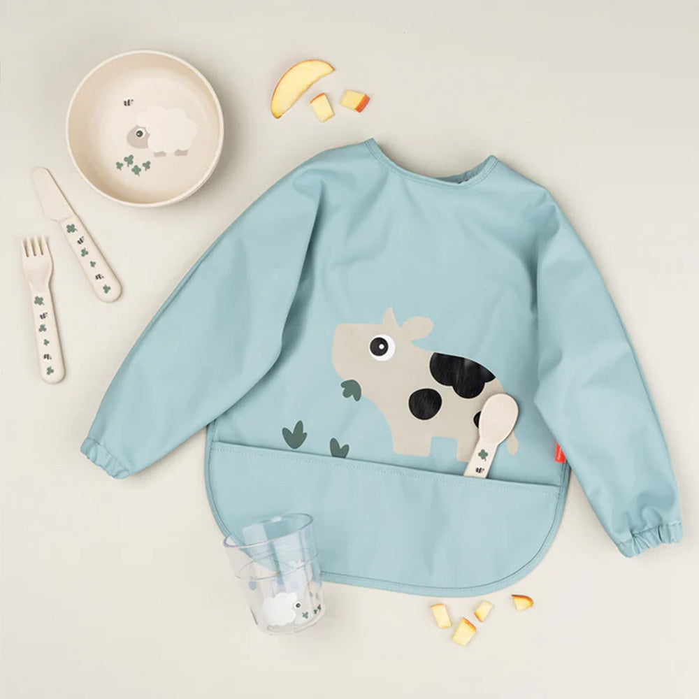 Babero Manga Larga y Bolsillo Done By Deer Tiny Farm azul 6-18 meses