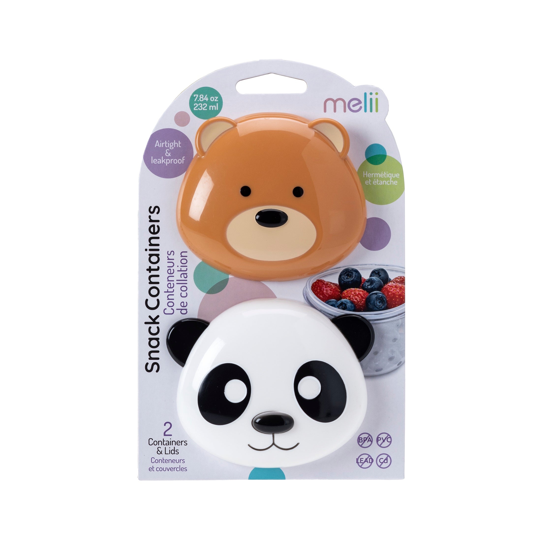 Contenedores de Snack Oso y Panda Melii