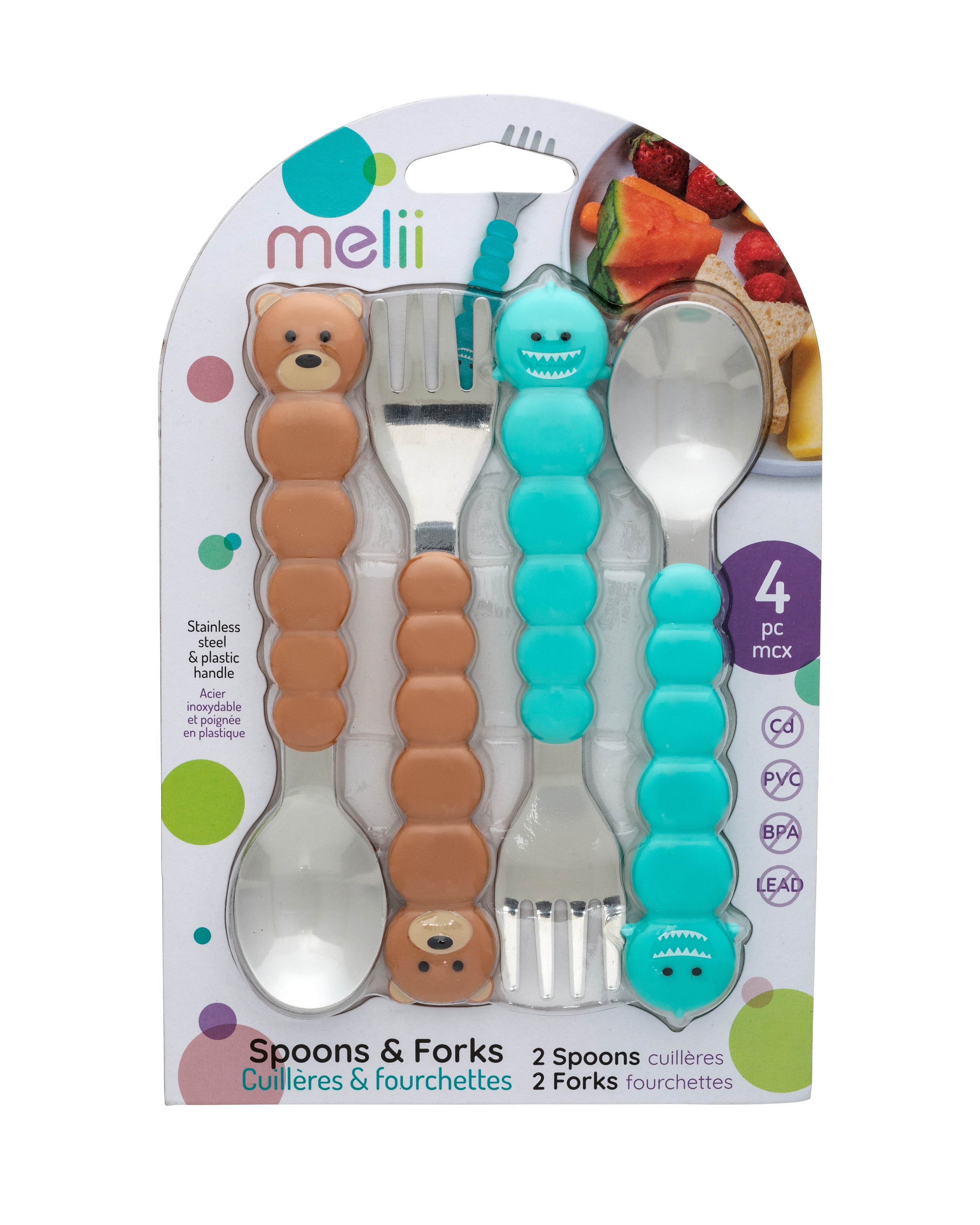 Set de 4 cubiertos Oso Tiburon Melii