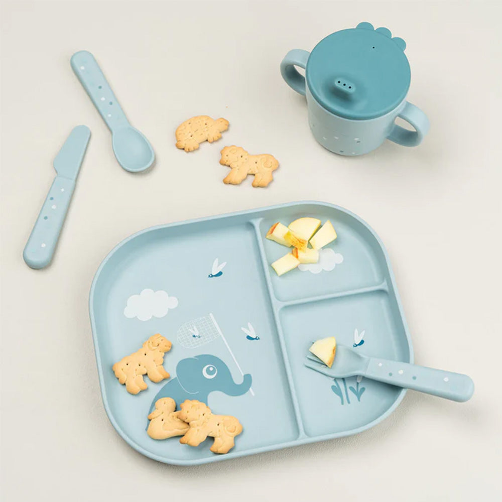 Plato Foodie con compartimentos Tiny Farm azul Done By Deer