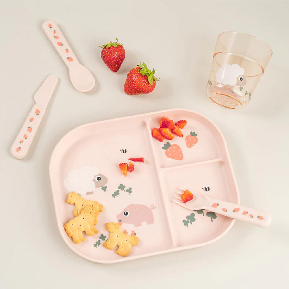 Plato Foodie con compartimentos Tiny Farm rosa Done By Deer