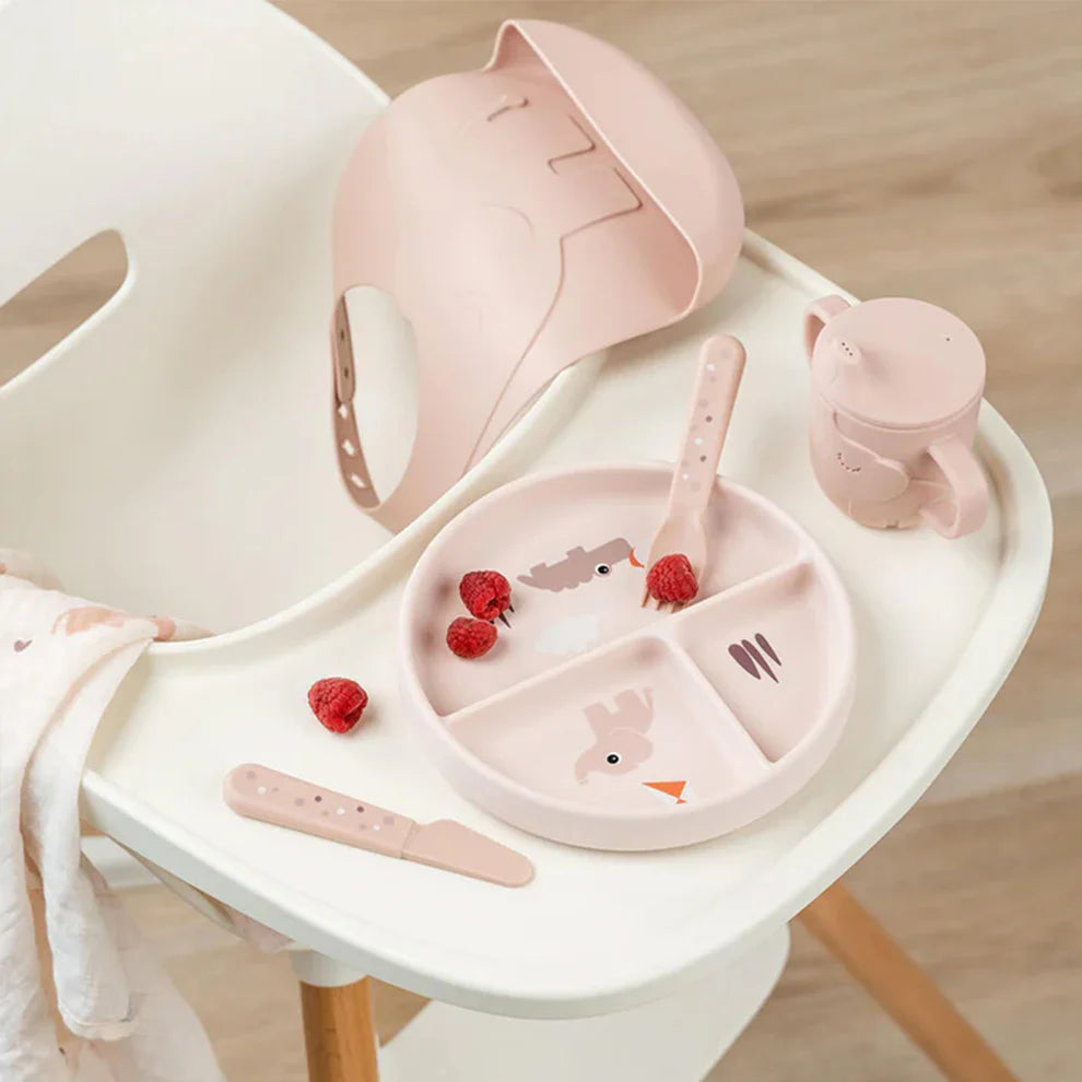 Plato con compartimentos y ventosa Playground Rosa Done By Deer