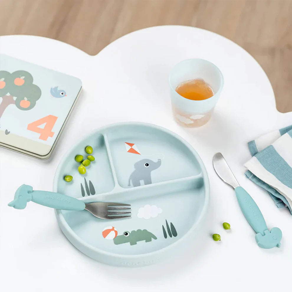 Plato con compartimentos y ventosa Playground Azul Done By Deer
