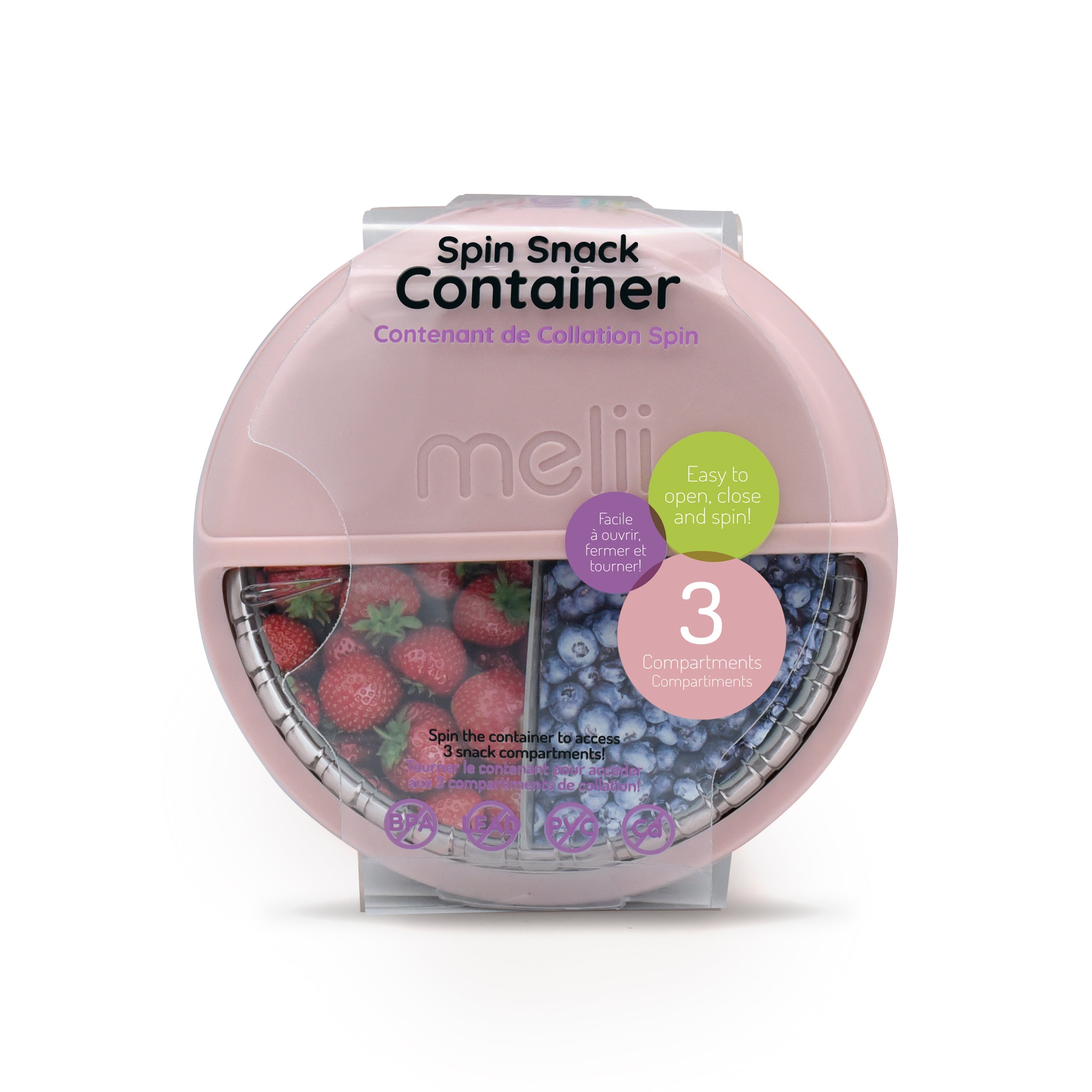 Contenedor Spin Snack Rosado Melii