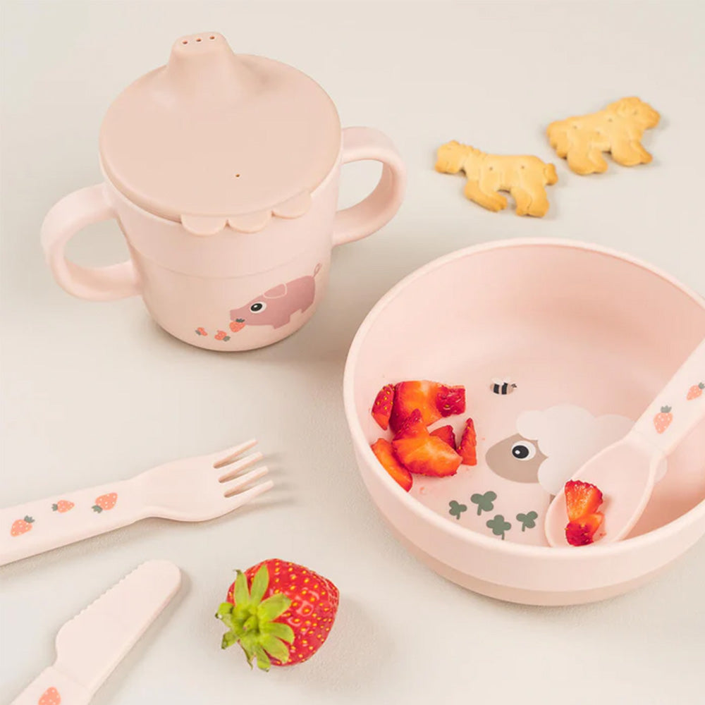 Vaso con boquilla Foodie Tiny Farm rosa Done By Deer
