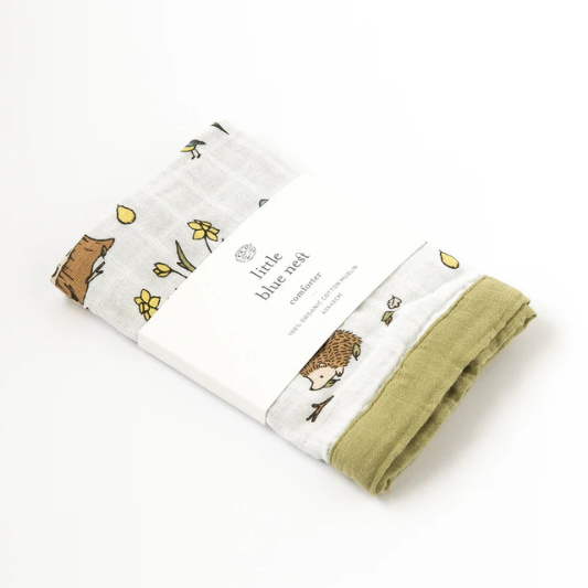 Mantita De Apego Muselina Woodland Hedgehog Little Blue Nest