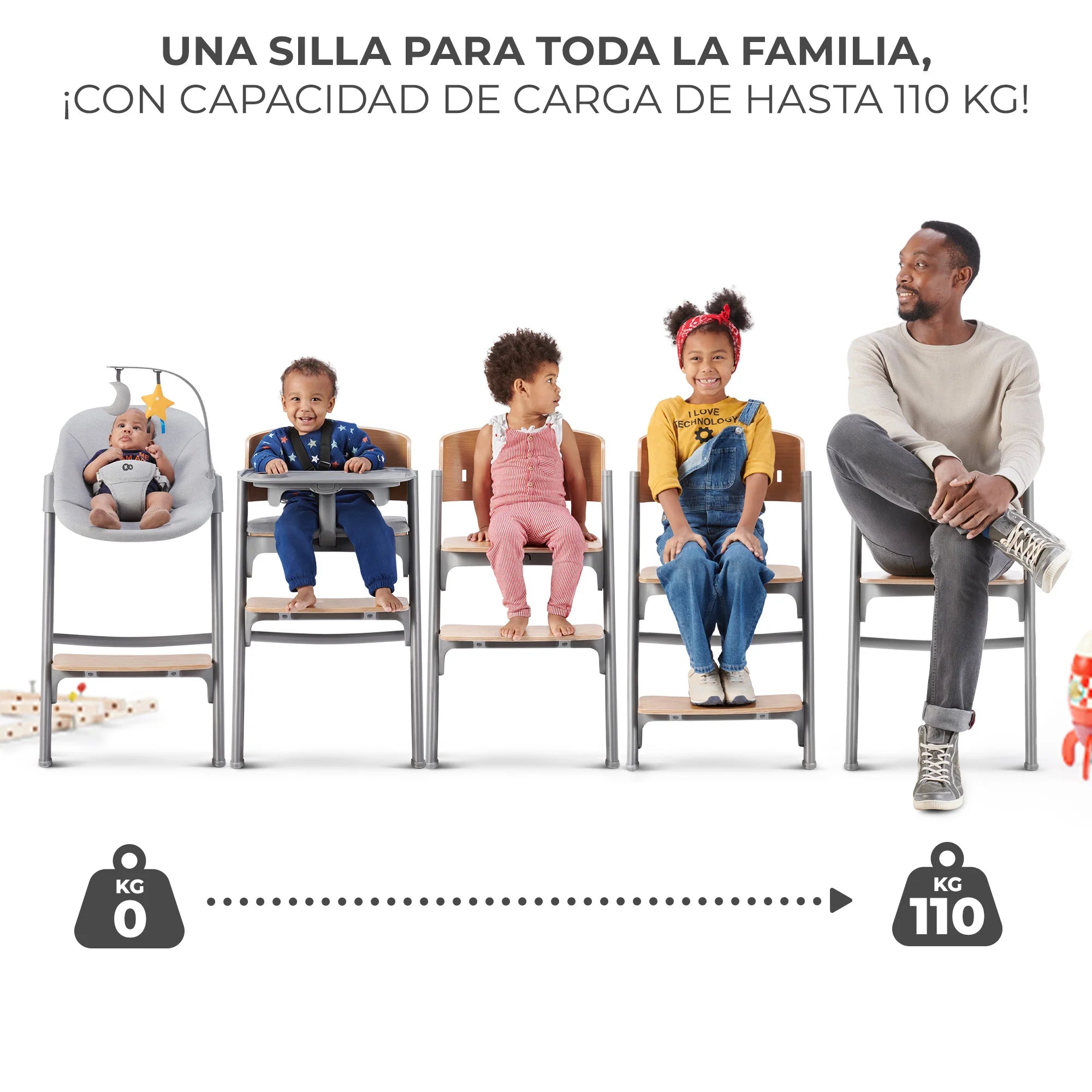 Silla de comer evolutiva LIVY 4 en 1 incluye silla mecedora Calmee KinderKraft