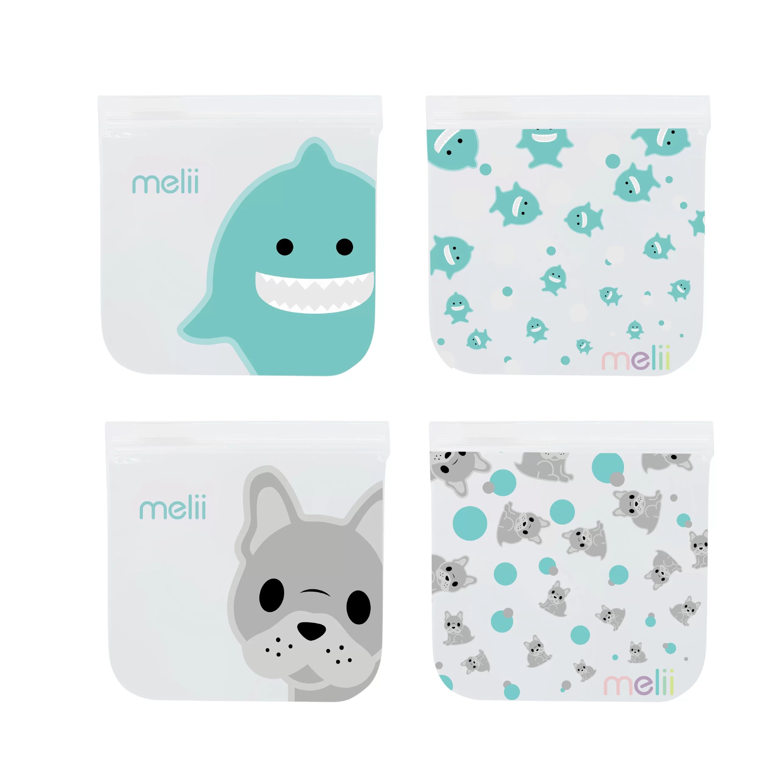 Pack de 4 Bolsas reutilizables Turquesa Melii