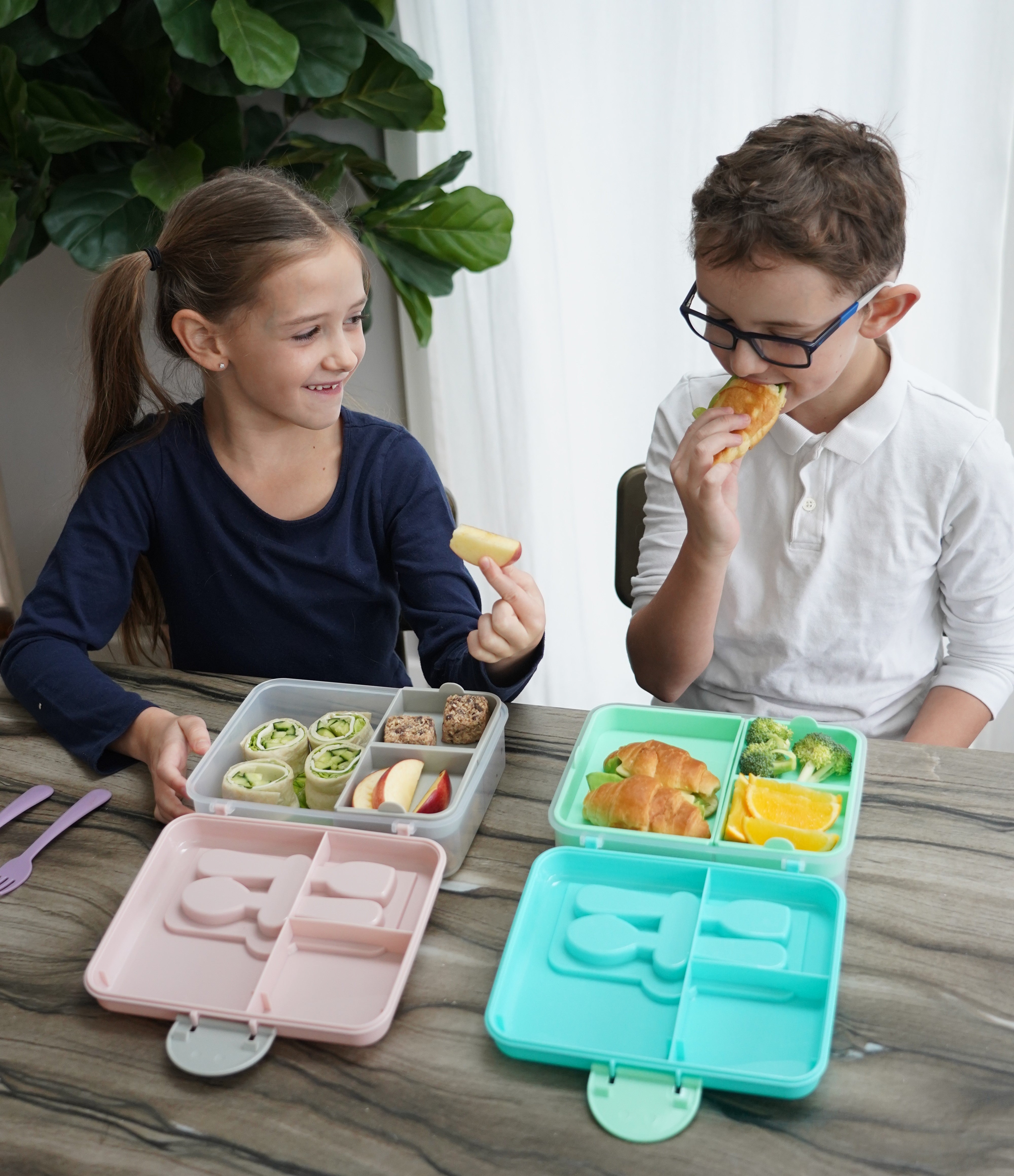 Lonchera Bento Box con cubiertos Azul Melii