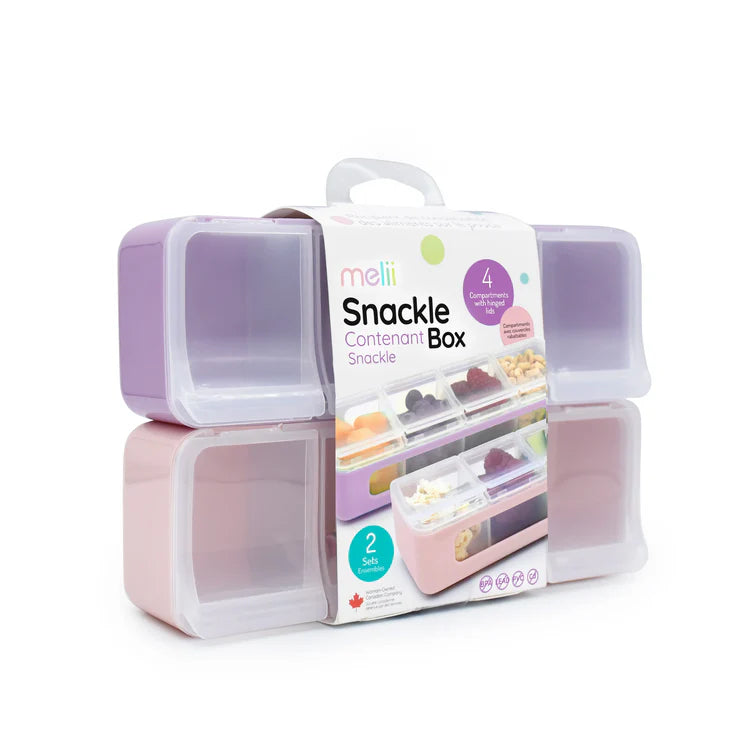 Pack de 2 Contenedores de 4 Compartimientos Rosado/Morado Melii