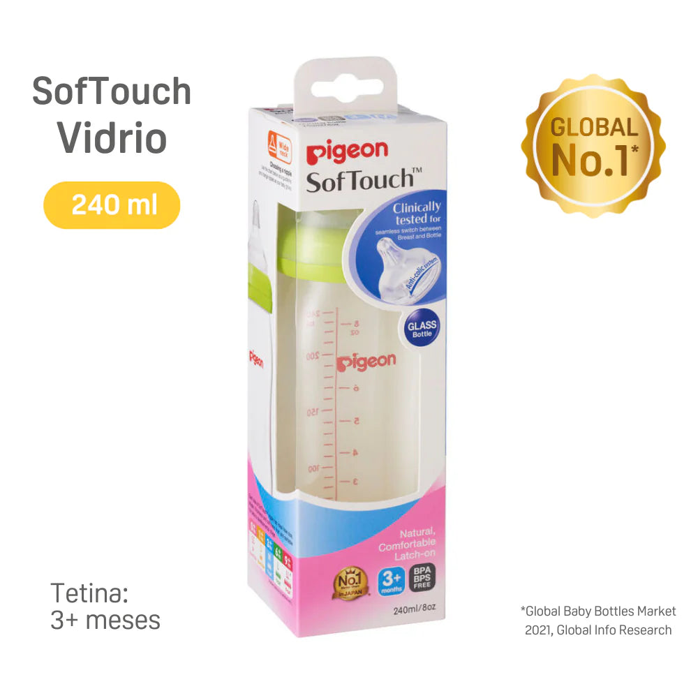 Mamadera Anti-cólicos Softouch Vidrio 240 Ml Pigeon