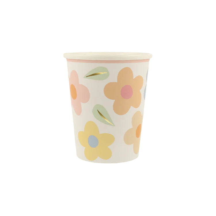 Vasos con diseño de margaritas pastel Meri Meri