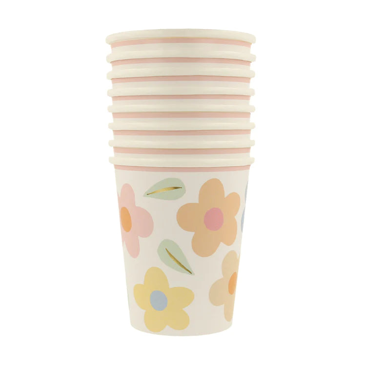Vasos con diseño de margaritas pastel Meri Meri
