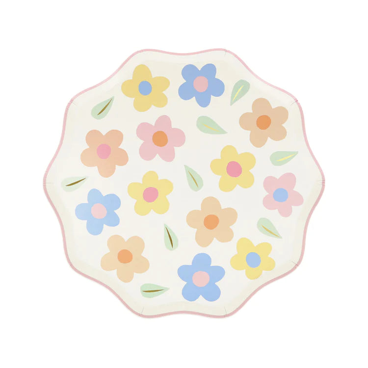 Platos con diseño de margaritas pastel medianos Meri Meri