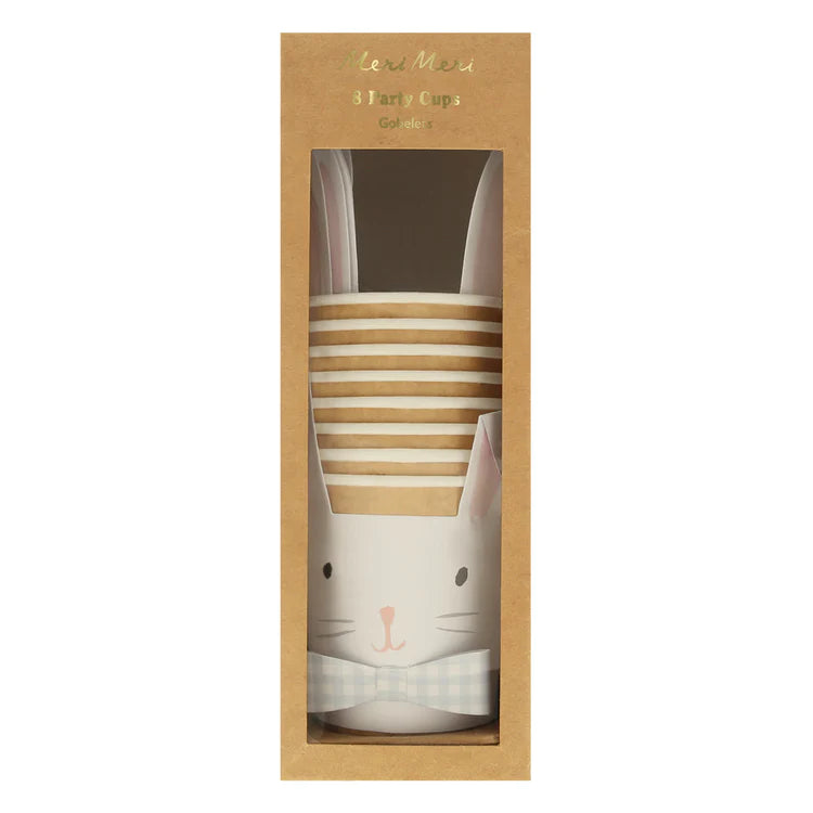 Vasos con funda de conejo con oreja caída Meri Meri