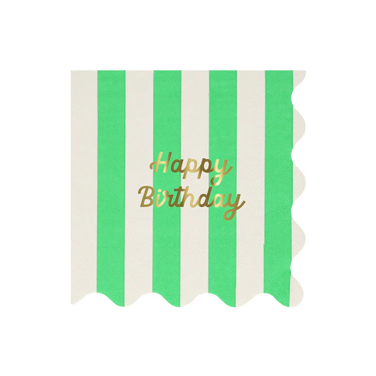 Servilletas Happy Birthday y rayas grandes Meri Meri