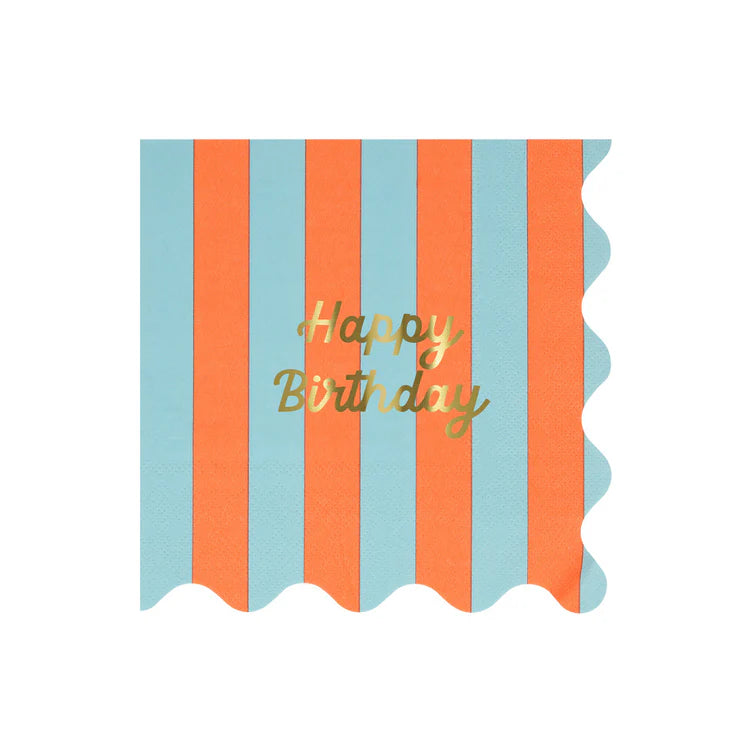 Servilletas Happy Birthday y rayas grandes Meri Meri