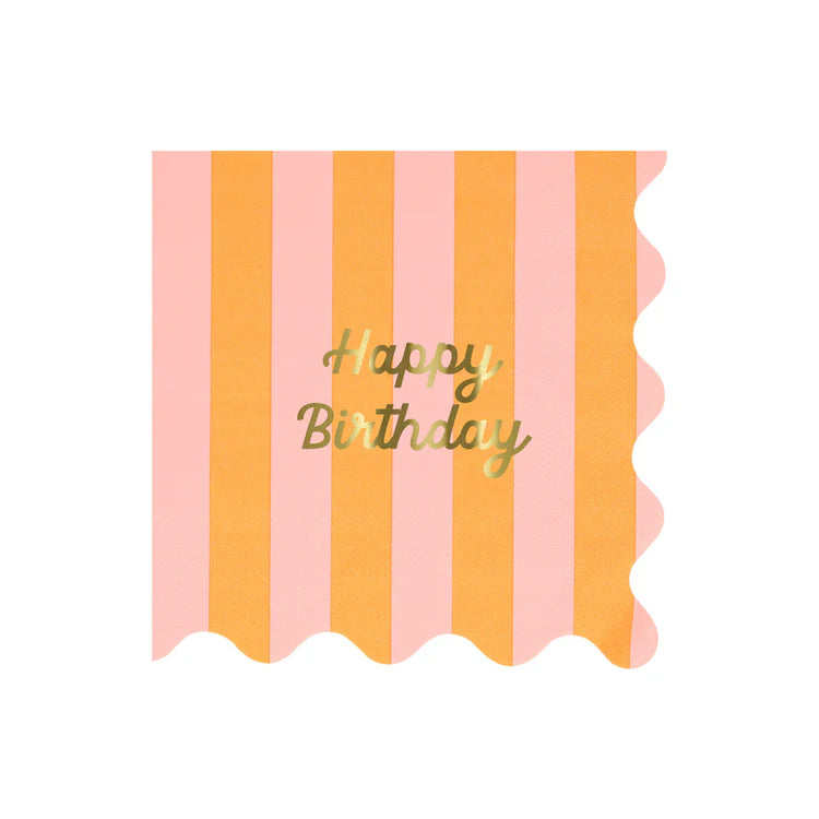 Servilletas Happy Birthday y rayas grandes Meri Meri