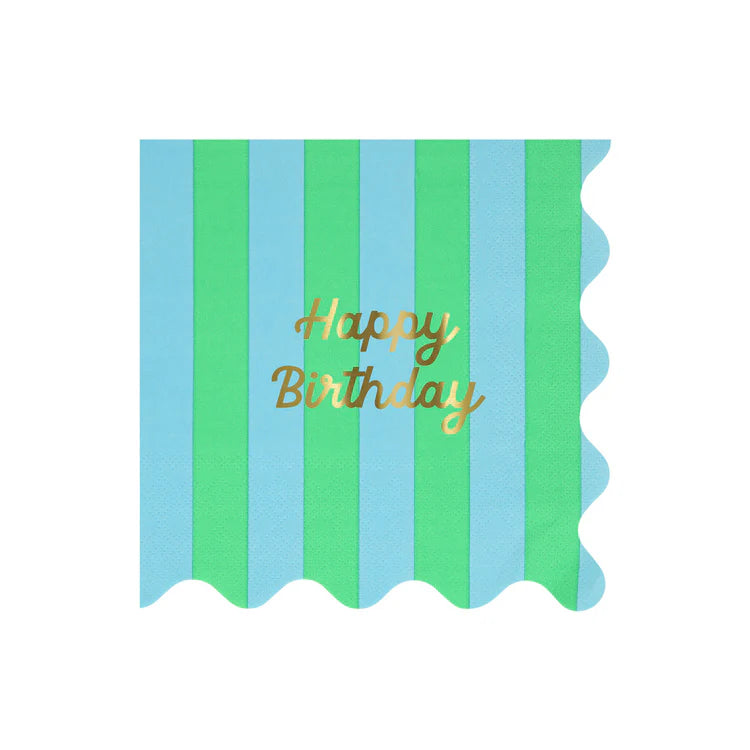 Servilletas Happy Birthday y rayas grandes Meri Meri
