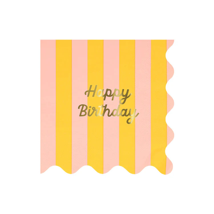 Servilletas Happy Birthday y rayas grandes Meri Meri