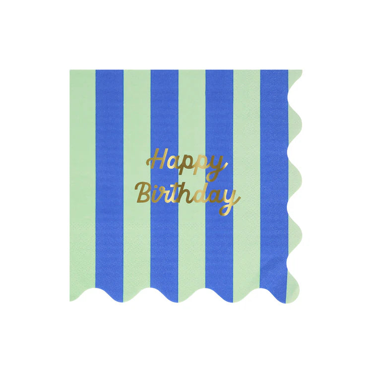 Servilletas Happy Birthday y rayas grandes Meri Meri