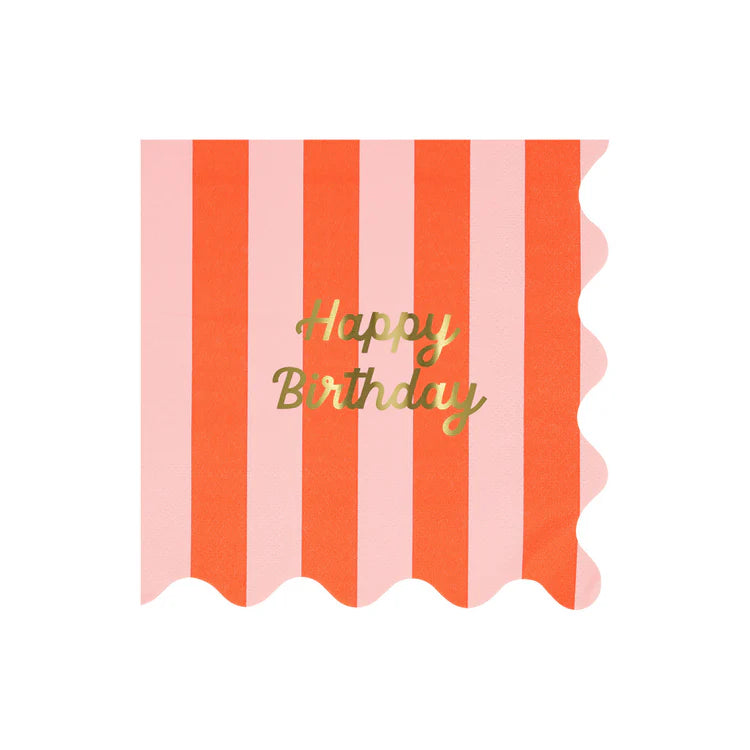 Servilletas Happy Birthday y rayas grandes Meri Meri