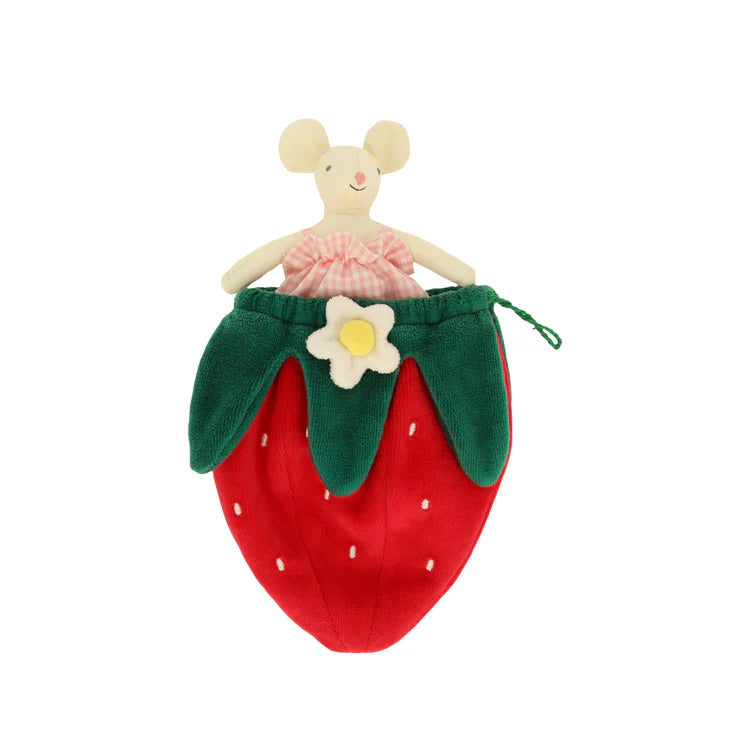 Mini muñeco raton en saquito de frutilla Meri Meri