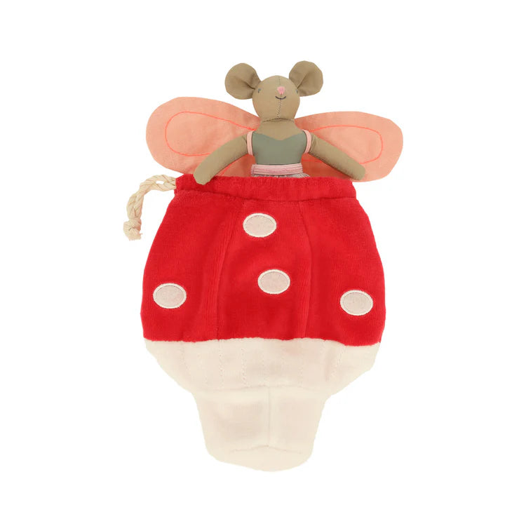 Mini muñeco raton hada en saquito de hongo Meri Meri