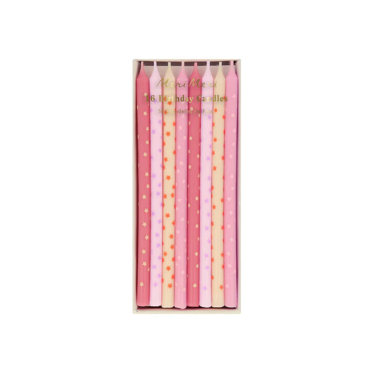 Velas largas rosadas con estrellas Meri Meri