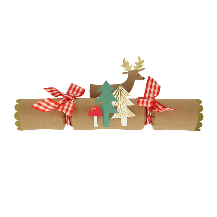 Crackers figuras del bosque y cintas cuadrille Meri Meri