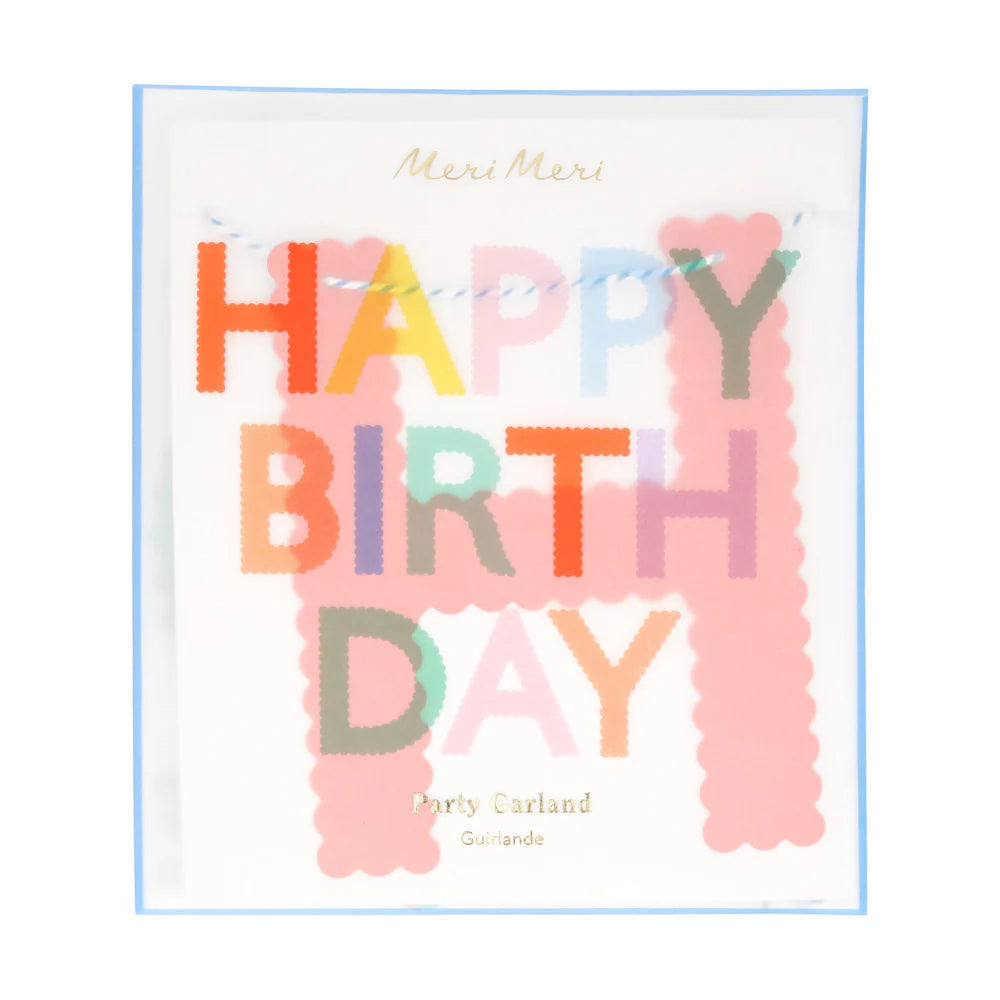 Guirnalda orillas onduladas Happy Birthday multicolor Meri Meri