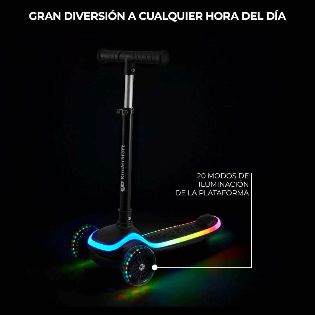 Scooter con luces LED Raket Black Kinderkraft