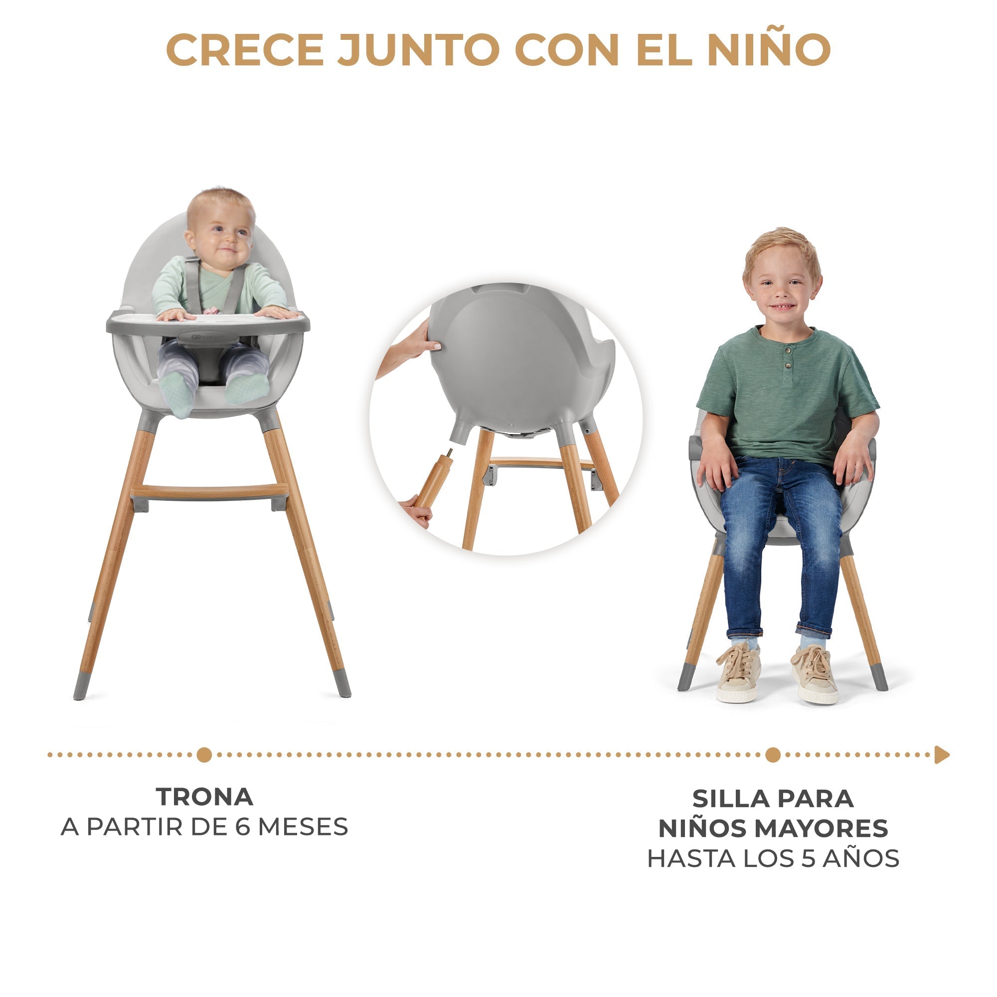Silla de comer 2 en 1 Fini 2 Gris KinderKraft